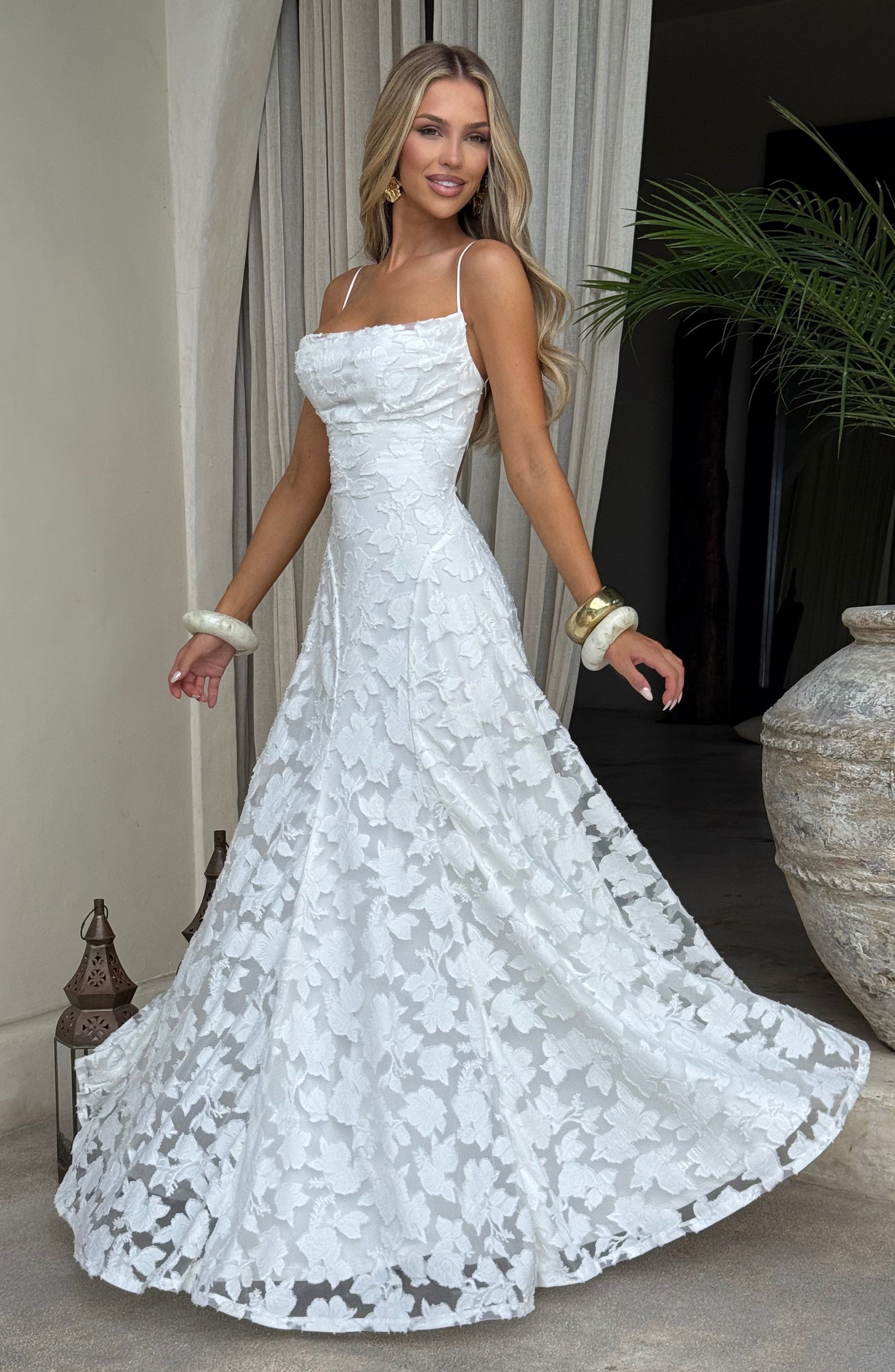Women's Maxi Dress Spaghetti Strap Cowl Neck | Floral Long Gown - Image 10