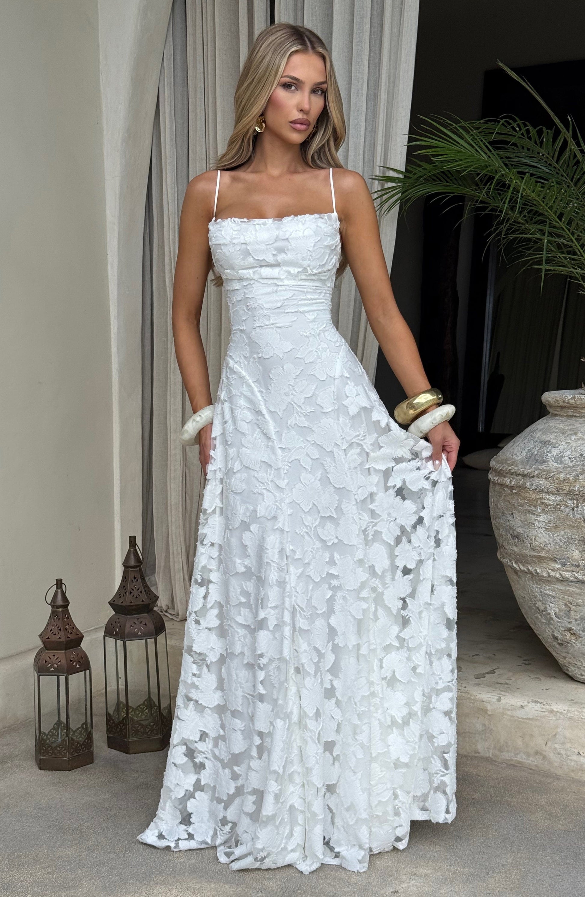 Women's Maxi Dress Spaghetti Strap Cowl Neck | Floral Long Gown - Image 11