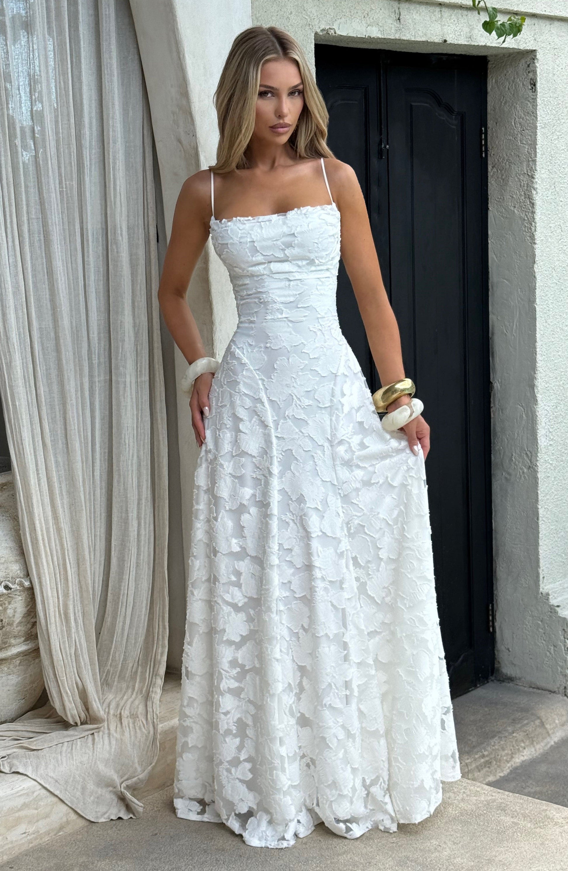 Women's Maxi Dress Spaghetti Strap Cowl Neck | Floral Long Gown - Image 12