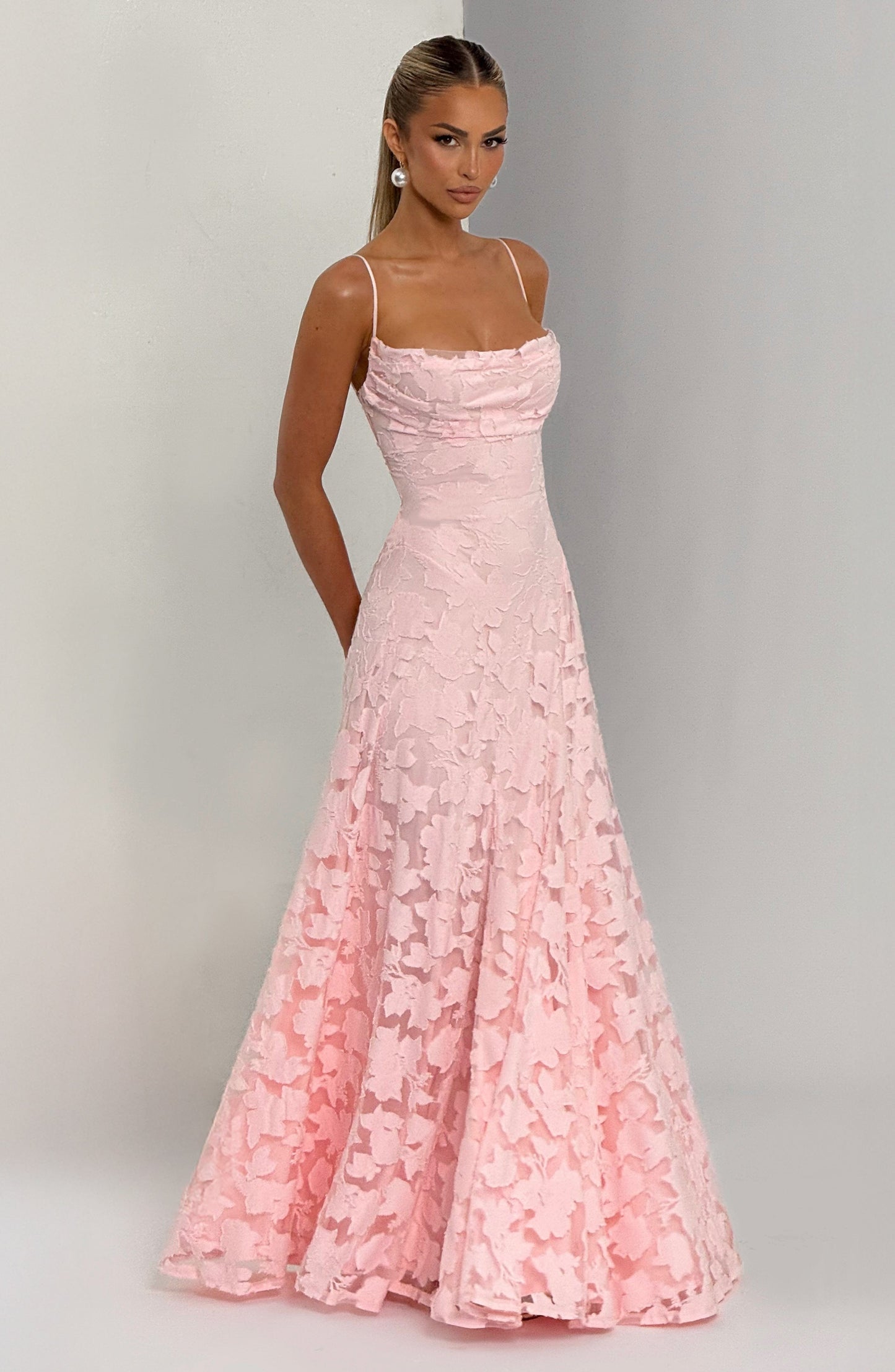 Women's Maxi Dress Spaghetti Strap Cowl Neck | Floral Long Gown - Image 15