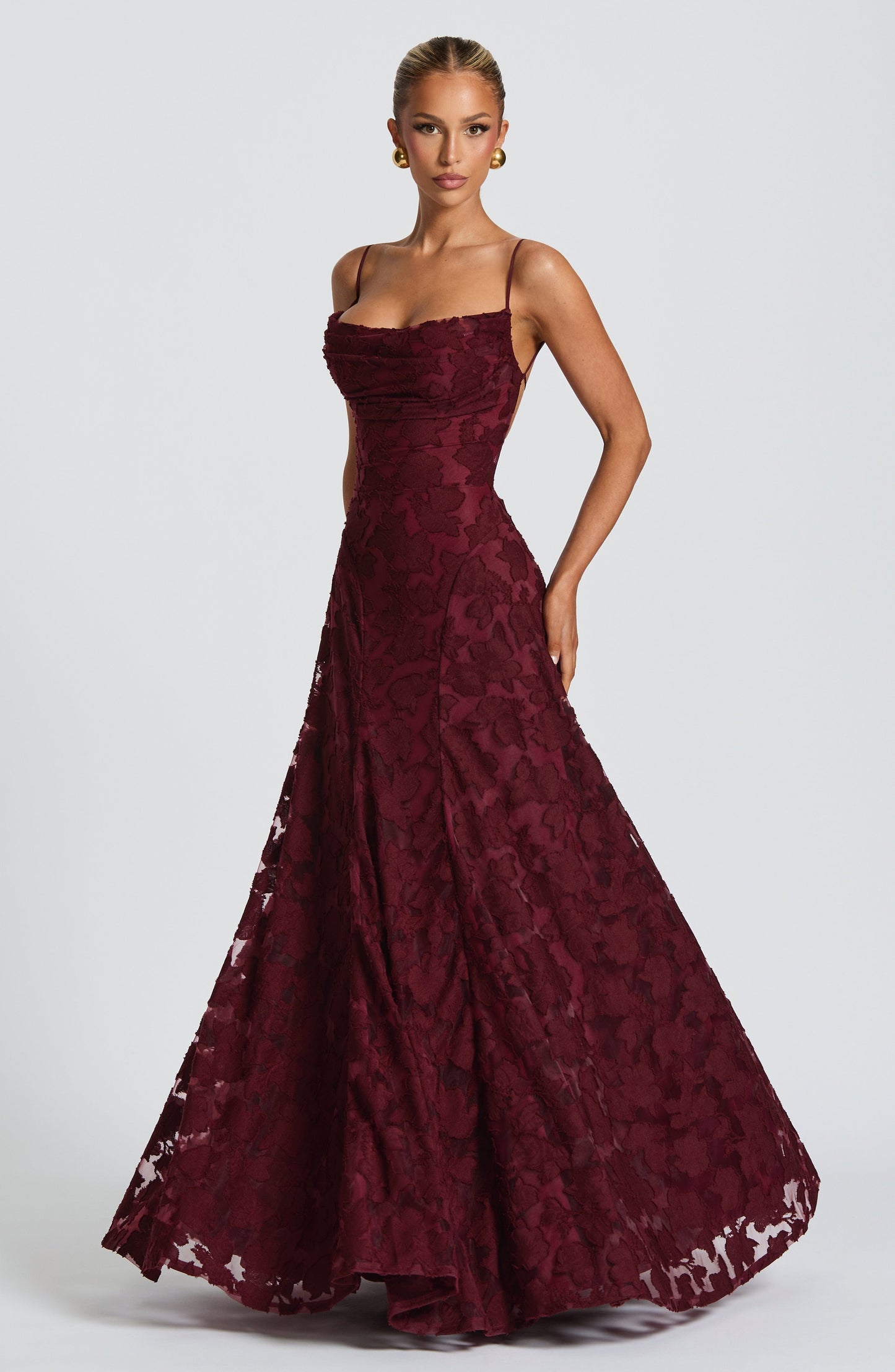 Women's Maxi Dress Spaghetti Strap Cowl Neck | Floral Long Gown - Image 20