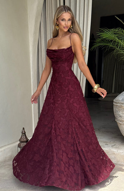 Women's Maxi Dress Spaghetti Strap Cowl Neck | Floral Long Gown - Image 21