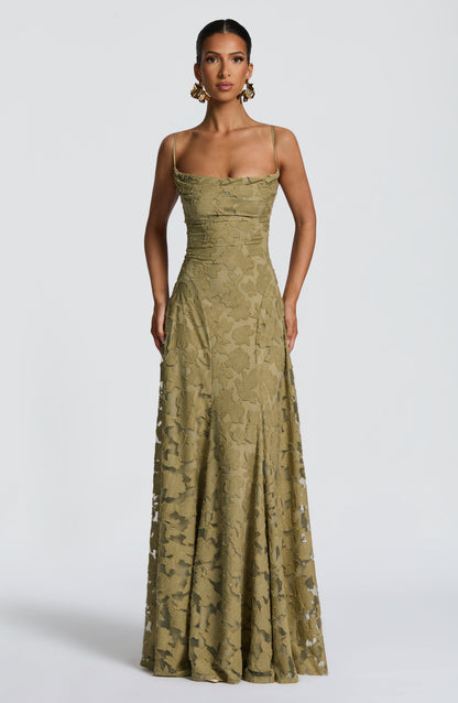 Women's Maxi Dress Spaghetti Strap Cowl Neck | Floral Long Gown - Image 3