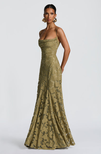 Women's Maxi Dress Spaghetti Strap Cowl Neck | Floral Long Gown - Image 5