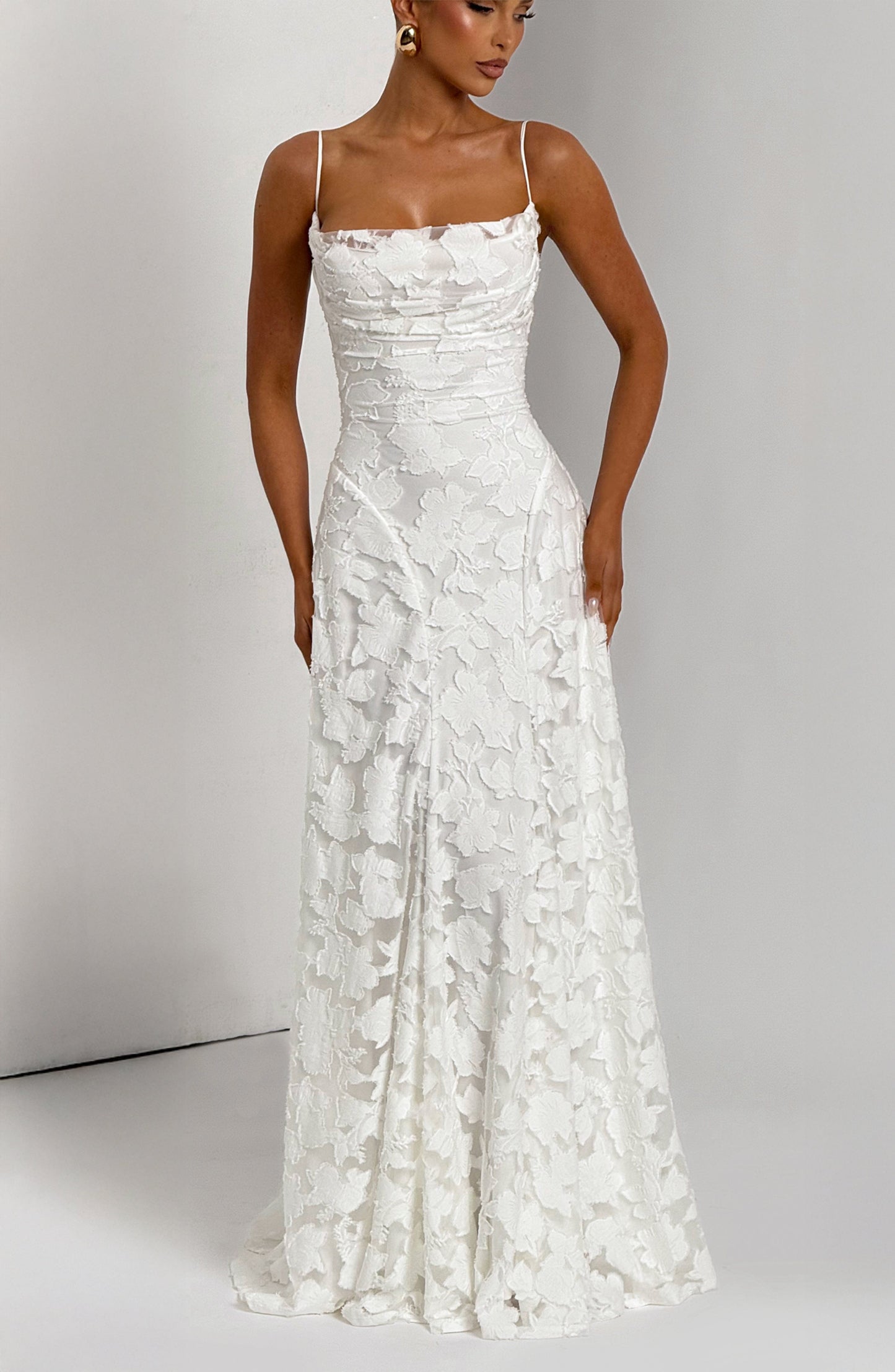 Women's Maxi Dress Spaghetti Strap Cowl Neck | Floral Long Gown - Image 9