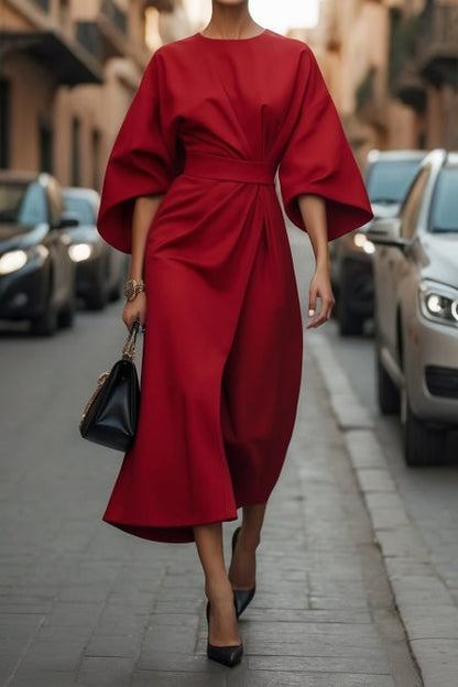 Women's Midi Dress Wide-Sleeve Wrap | Dress - Image 12