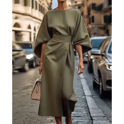 Women's Midi Dress Wide-Sleeve Wrap | Dress - Image 13