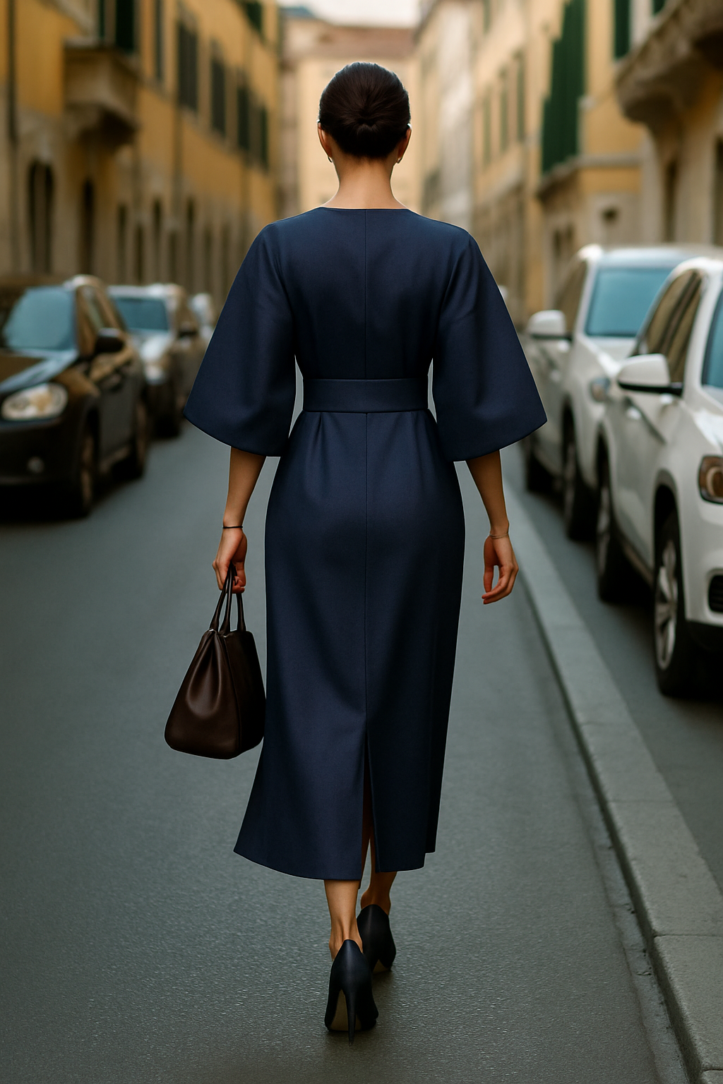 Women's Midi Dress Wide-Sleeve Wrap | Dress - Image 2