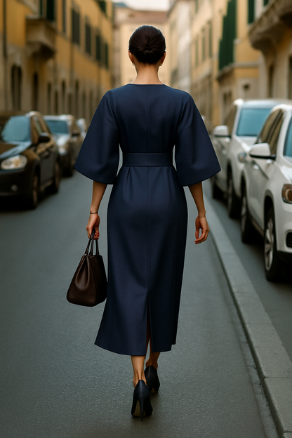 Women's Midi Dress Wide-Sleeve Wrap | Dress - Image 2