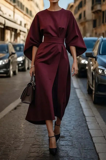 Women's Midi Dress Wide-Sleeve Wrap | Dress - Image 7