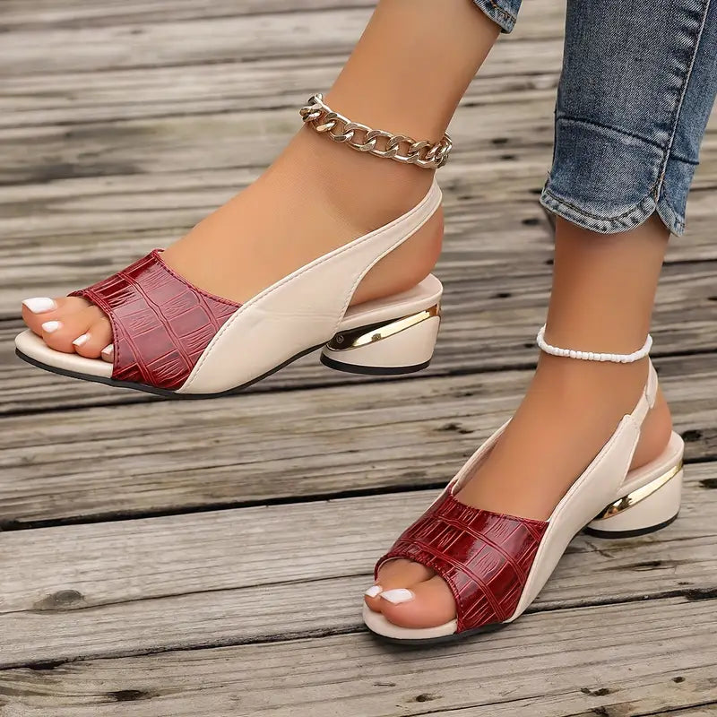 Women's Open-Toe Slingback Block Heel Sandals