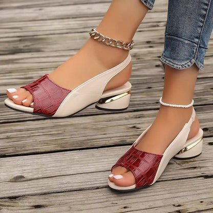 Women's Open-Toe Slingback Block Heel Sandals
