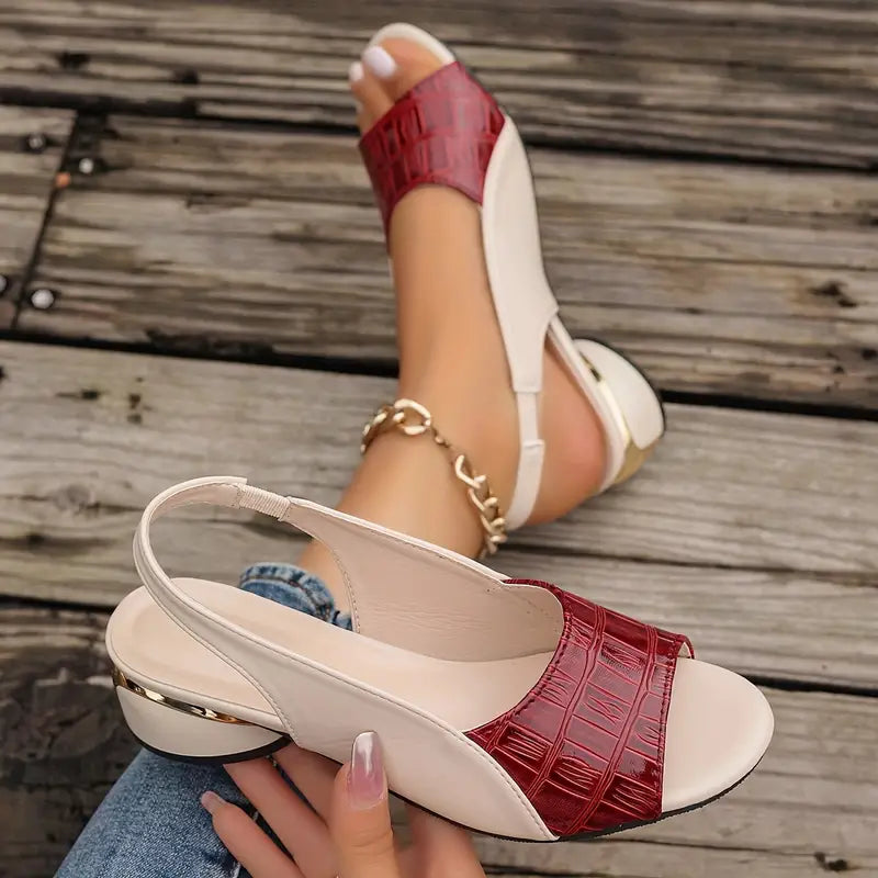 Women's Open-Toe Slingback Block Heel Sandals