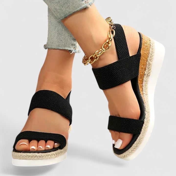 Women's Platform Walking Sandals | Elastic Strap Espadrille - Image 3