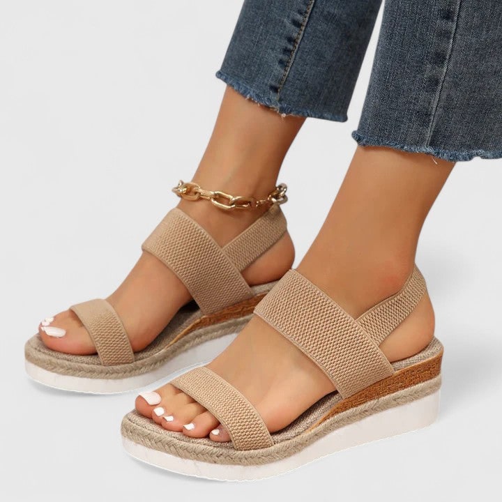 Women's Platform Walking Sandals | Elastic Strap Espadrille - Image 4