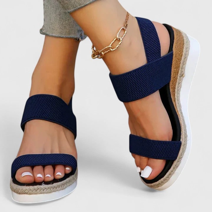 Women's Platform Walking Sandals | Elastic Strap Espadrille - Image 5