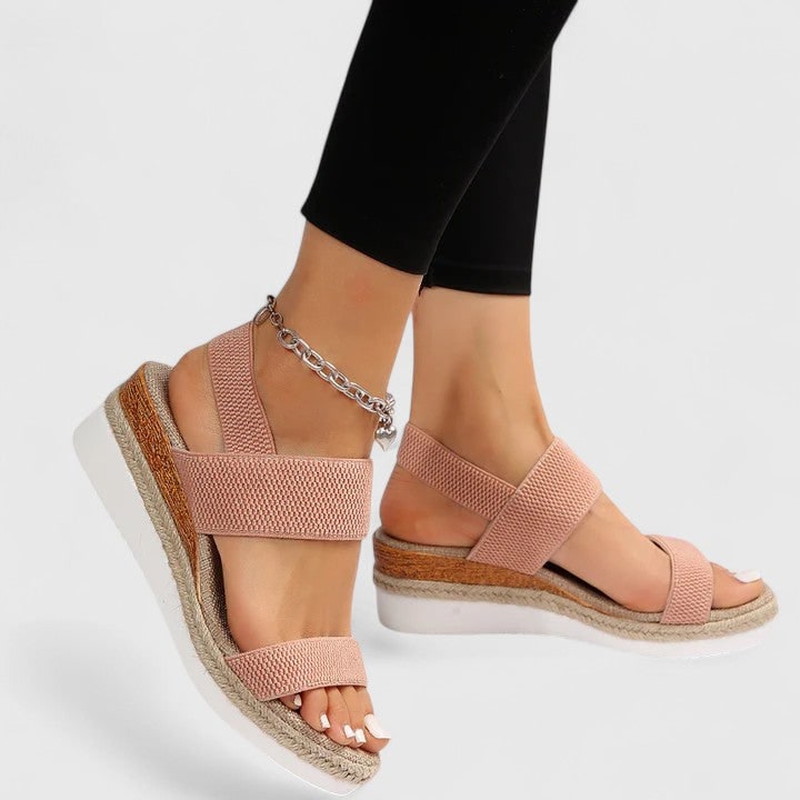 Women's Platform Walking Sandals | Elastic Strap Espadrille - Image 7