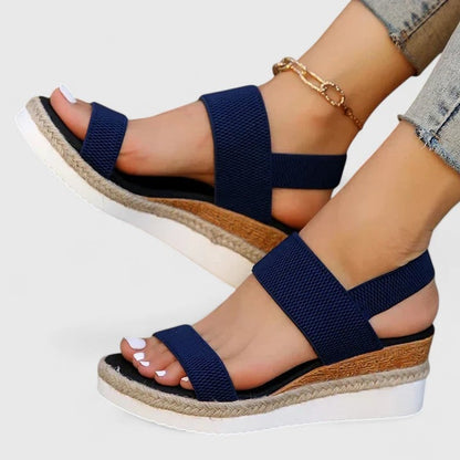 Women's Platform Walking Sandals | Elastic Strap Espadrille - Image 9