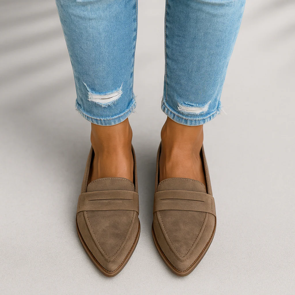 Women's Pointed-Toe Loafers Slip-On Flats with Decorative Vamp Band - Image 1