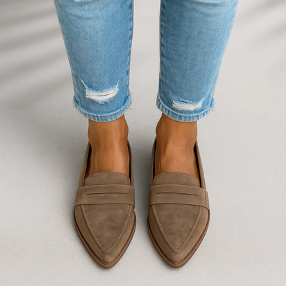 Women's Pointed-Toe Loafers Slip-On Flats with Decorative Vamp Band - Image 1