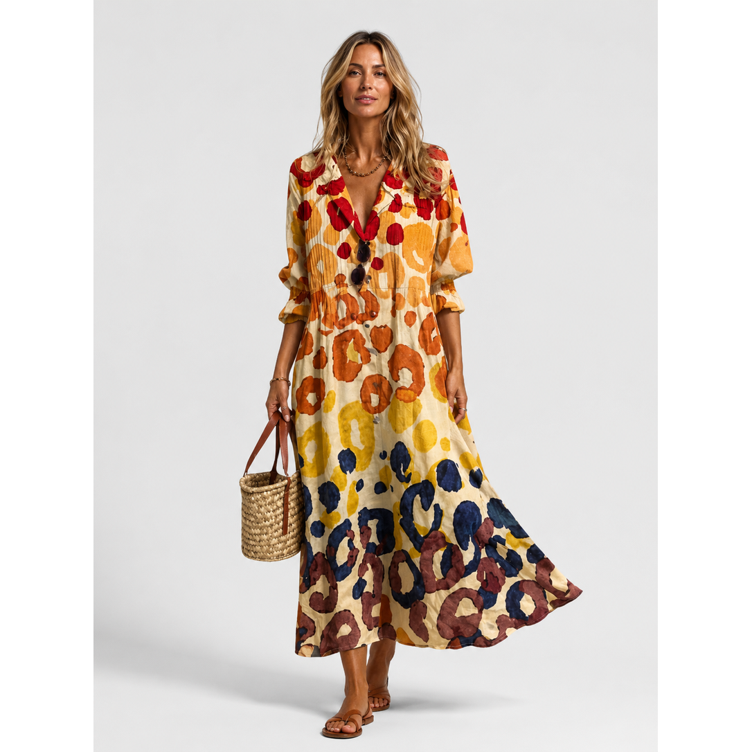 Women's Printed Maxi Dress | Button Front Shirt Dress - Image 1