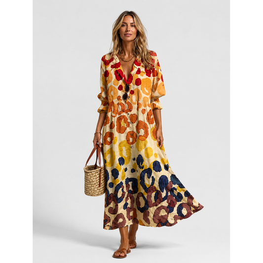 Women's Printed Maxi Dress | Button Front Shirt Dress - Image 1