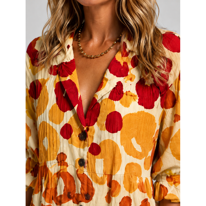 Women's Printed Maxi Dress | Button Front Shirt Dress - Image 3