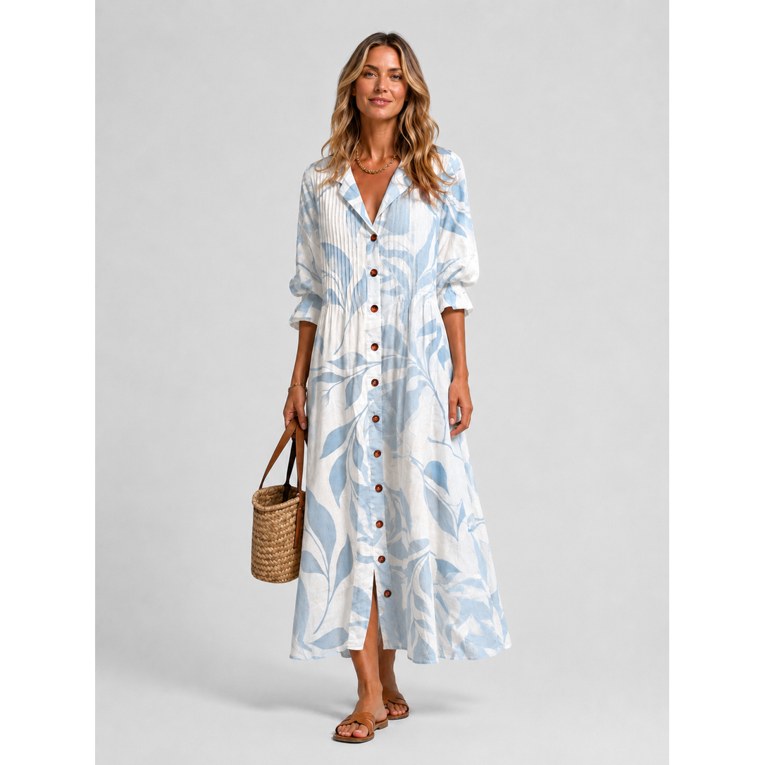 Women's Printed Maxi Dress | Button Front Shirt Dress - Image 7