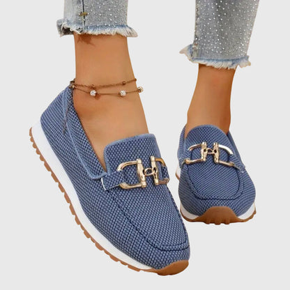 Women's Round Toe Slip-On Loafers with Buckle