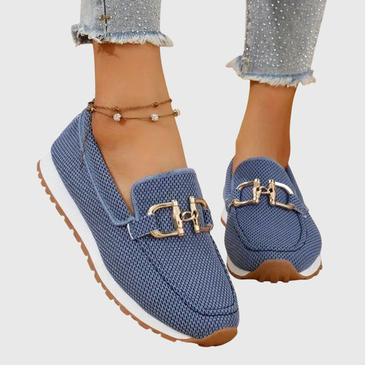 Women's Round Toe Slip-On Loafers with Buckle