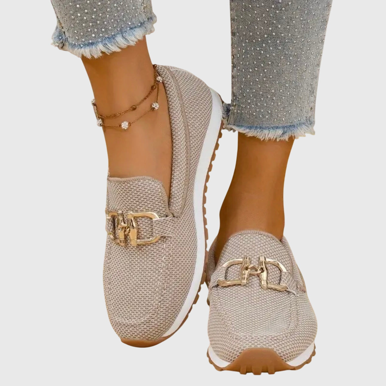 Women's Round Toe Slip-On Loafers with Buckle