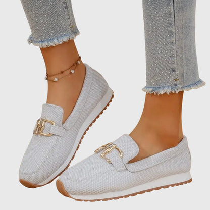 Women's Round Toe Slip-On Loafers with Buckle