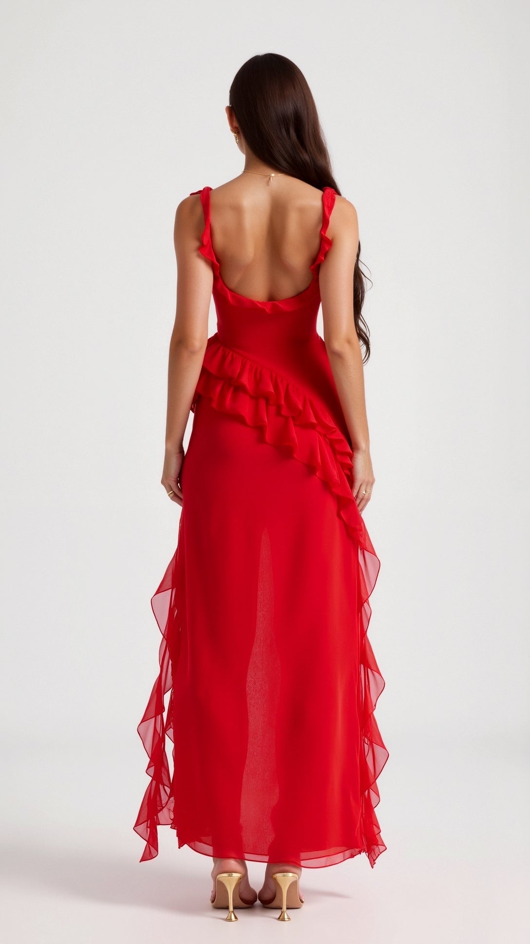 Women's Ruffled Maxi Long Formal Dress | with Side Slit - Image 10