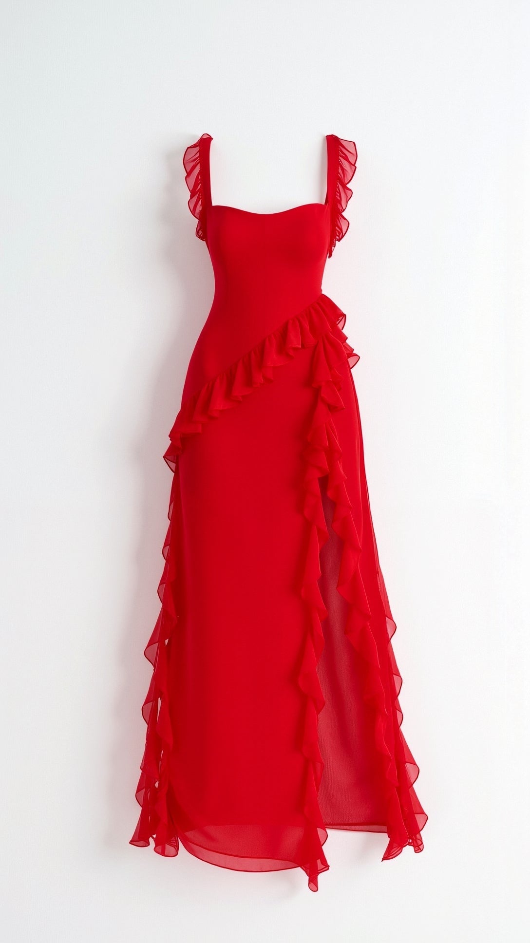 Women's Ruffled Maxi Long Formal Dress | with Side Slit - Image 11