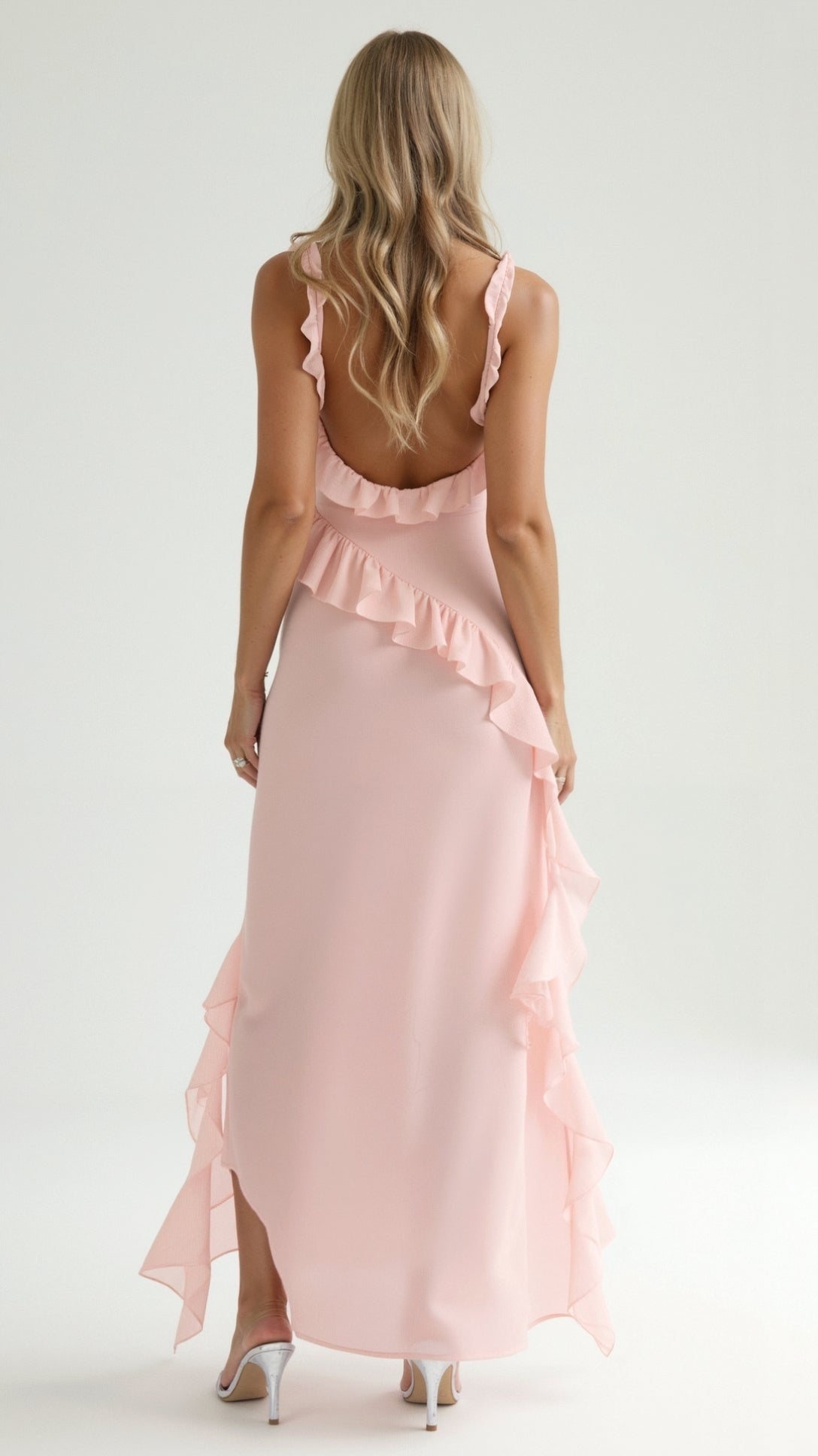 Women's Ruffled Maxi Long Formal Dress | with Side Slit - Image 16