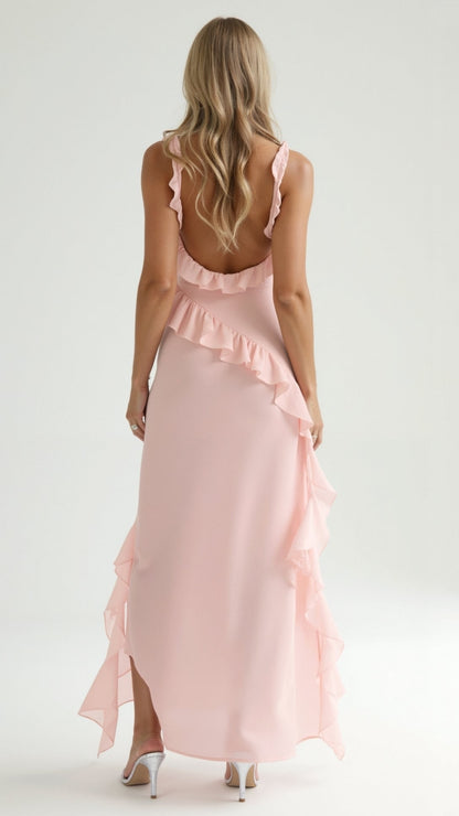 Women's Ruffled Maxi Long Formal Dress | with Side Slit - Image 16