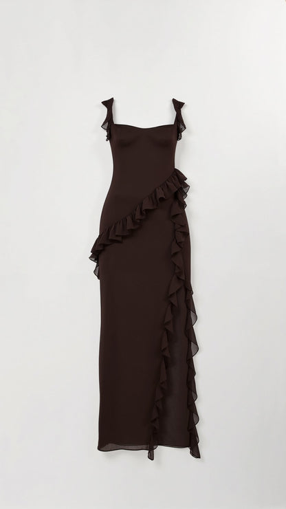 Women's Ruffled Maxi Long Formal Dress | with Side Slit - Image 5