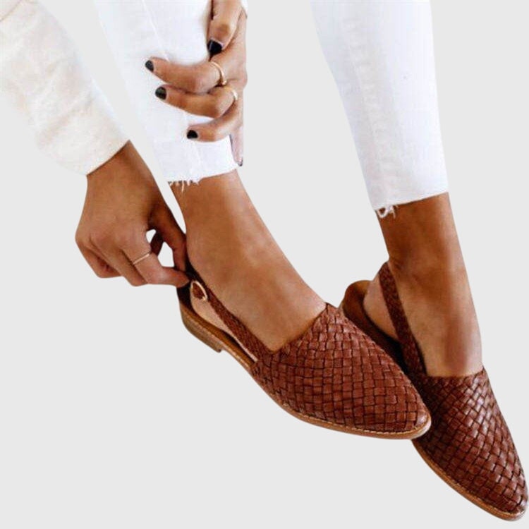 Women's Shoes Woven Flats Pointed-Toe Mules Flat - Image 8