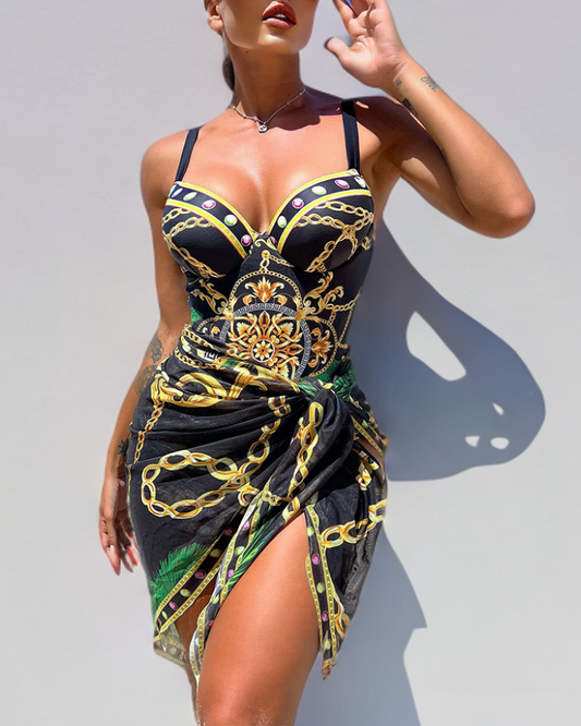 Women's Tummy Control Push-Up Swimsuit with Padded Cups