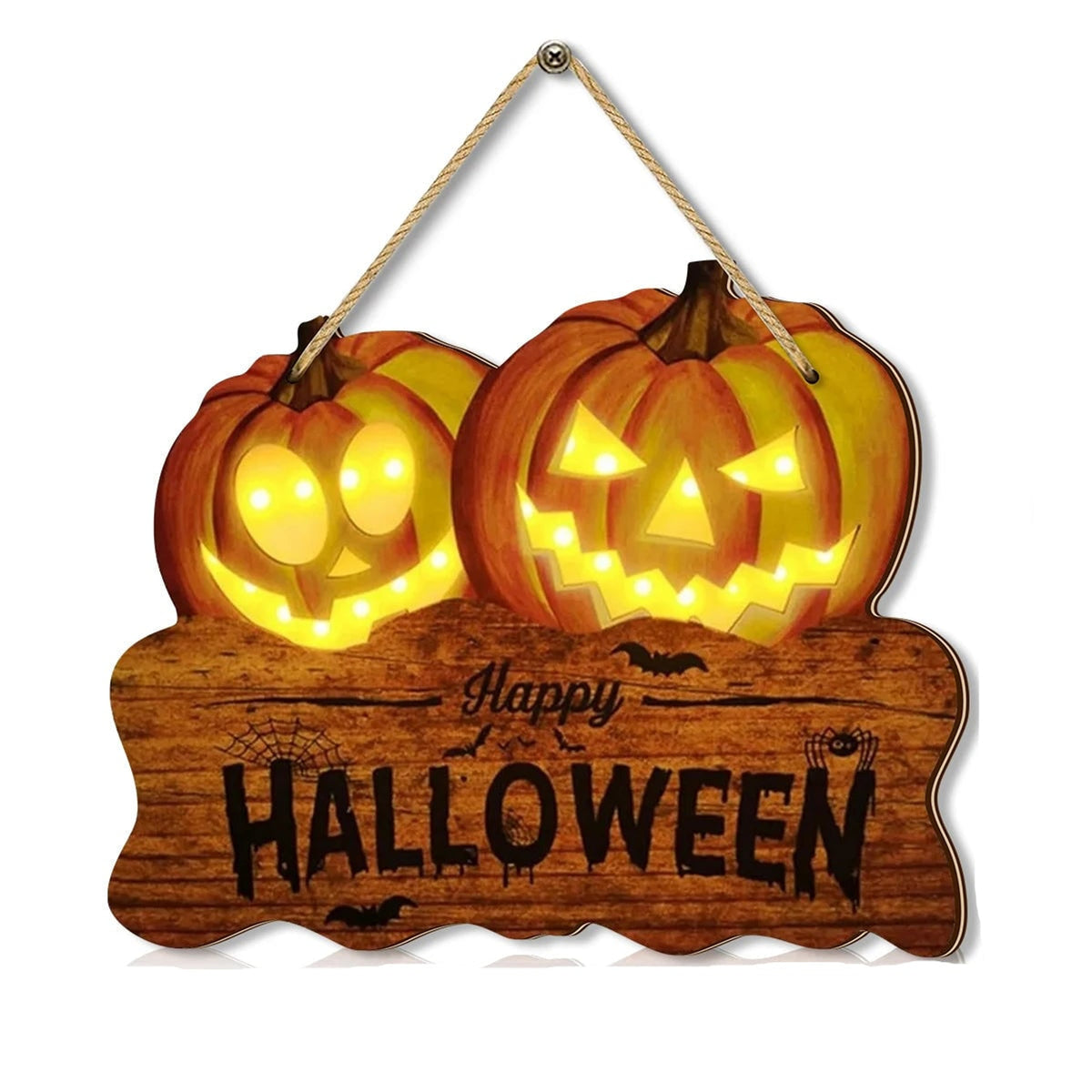 Wooden Halloween Sign With Integrated Glowing Pumpkins Hanging Decoration For Indoor And Outdoor Display - Image 6