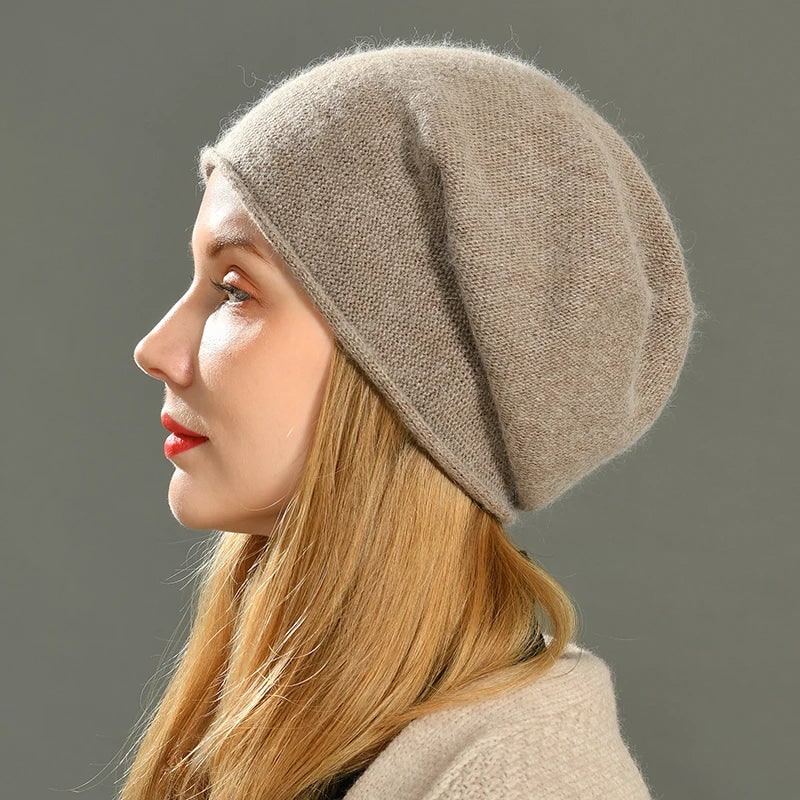 Wool Beanie Slouchy Beanie Soft Cashmere Women's Beanie - Image 1