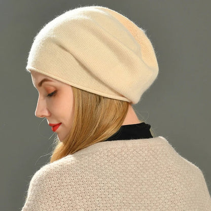 Wool Beanie Slouchy Beanie Soft Cashmere Women's Beanie - Image 3